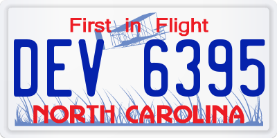 NC license plate DEV6395