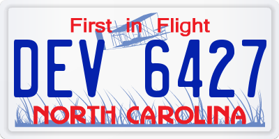NC license plate DEV6427