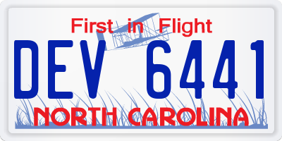 NC license plate DEV6441