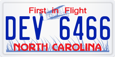 NC license plate DEV6466