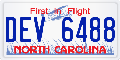 NC license plate DEV6488