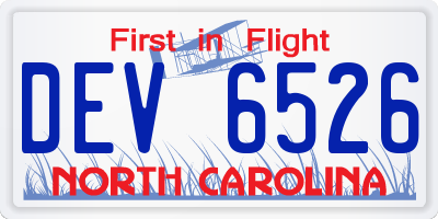 NC license plate DEV6526
