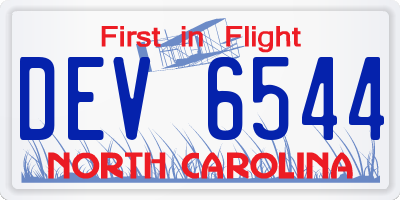 NC license plate DEV6544