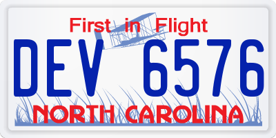 NC license plate DEV6576