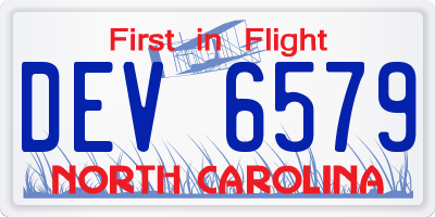 NC license plate DEV6579