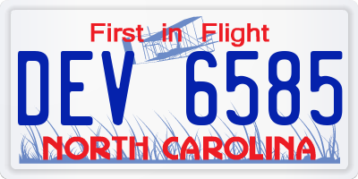 NC license plate DEV6585