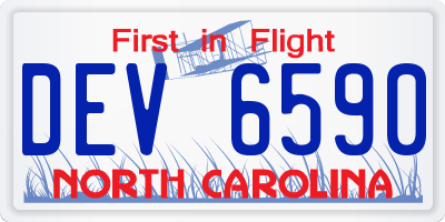 NC license plate DEV6590