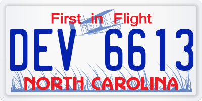 NC license plate DEV6613