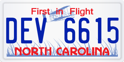 NC license plate DEV6615