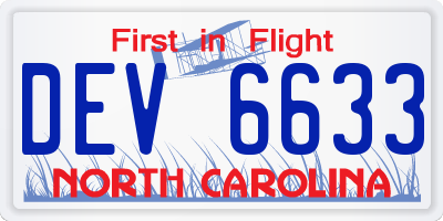 NC license plate DEV6633