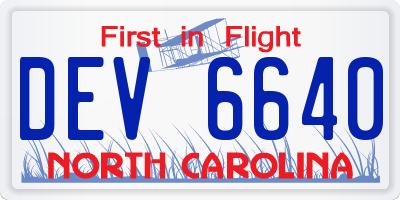 NC license plate DEV6640