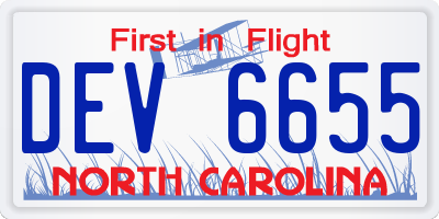 NC license plate DEV6655