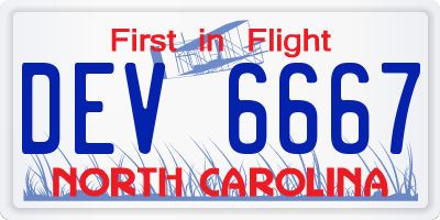 NC license plate DEV6667