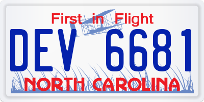 NC license plate DEV6681