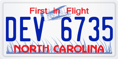 NC license plate DEV6735