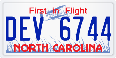 NC license plate DEV6744