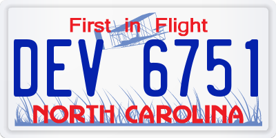 NC license plate DEV6751
