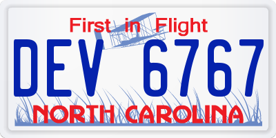 NC license plate DEV6767
