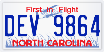NC license plate DEV9864