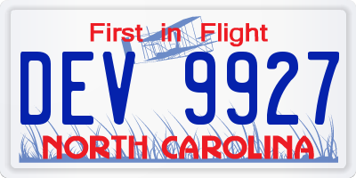 NC license plate DEV9927