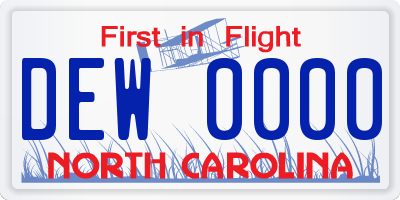 NC license plate DEW0000