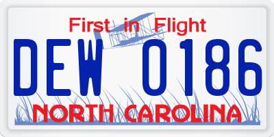 NC license plate DEW0186