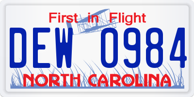 NC license plate DEW0984