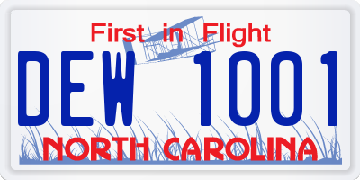 NC license plate DEW1001