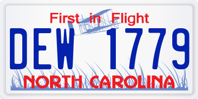NC license plate DEW1779
