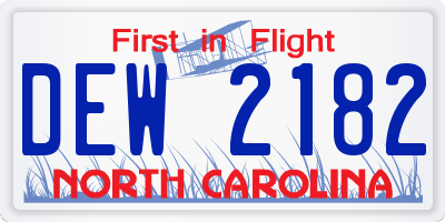 NC license plate DEW2182