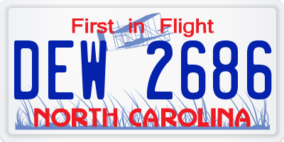 NC license plate DEW2686