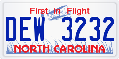 NC license plate DEW3232