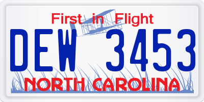 NC license plate DEW3453