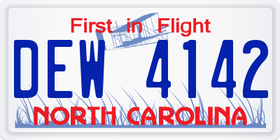 NC license plate DEW4142
