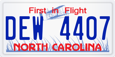 NC license plate DEW4407