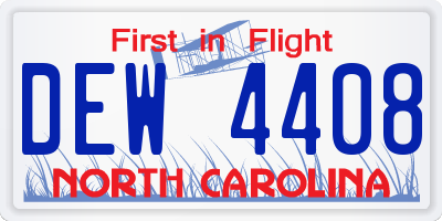 NC license plate DEW4408