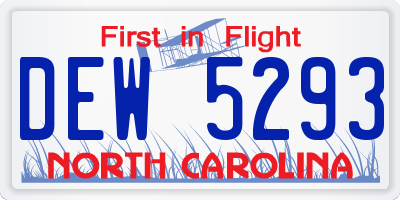 NC license plate DEW5293