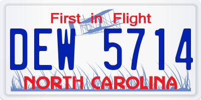 NC license plate DEW5714