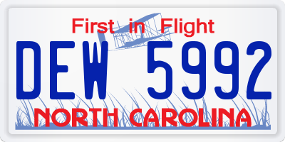 NC license plate DEW5992