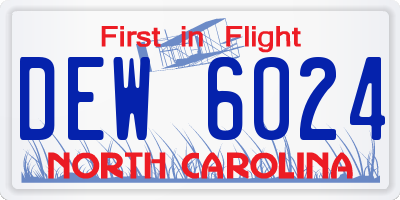 NC license plate DEW6024
