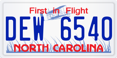 NC license plate DEW6540