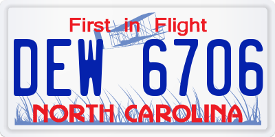 NC license plate DEW6706