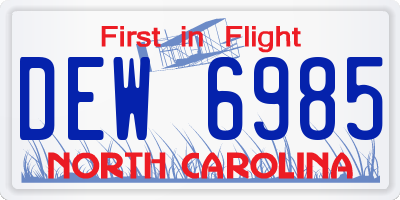 NC license plate DEW6985