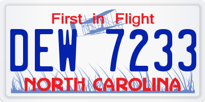 NC license plate DEW7233