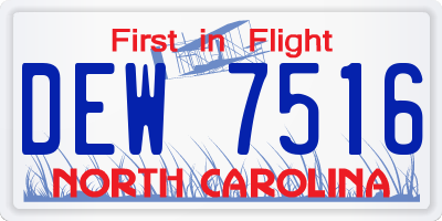 NC license plate DEW7516