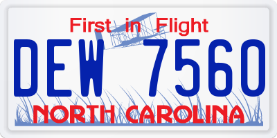 NC license plate DEW7560