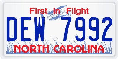 NC license plate DEW7992