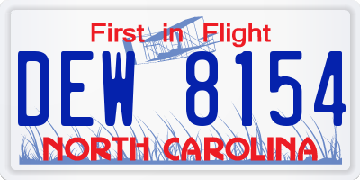NC license plate DEW8154