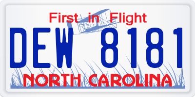 NC license plate DEW8181