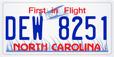 NC license plate DEW8251
